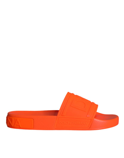 Dolce & Gabbana Orange Rubber Slides Sandals Beachwear Shoes - EU35/US5