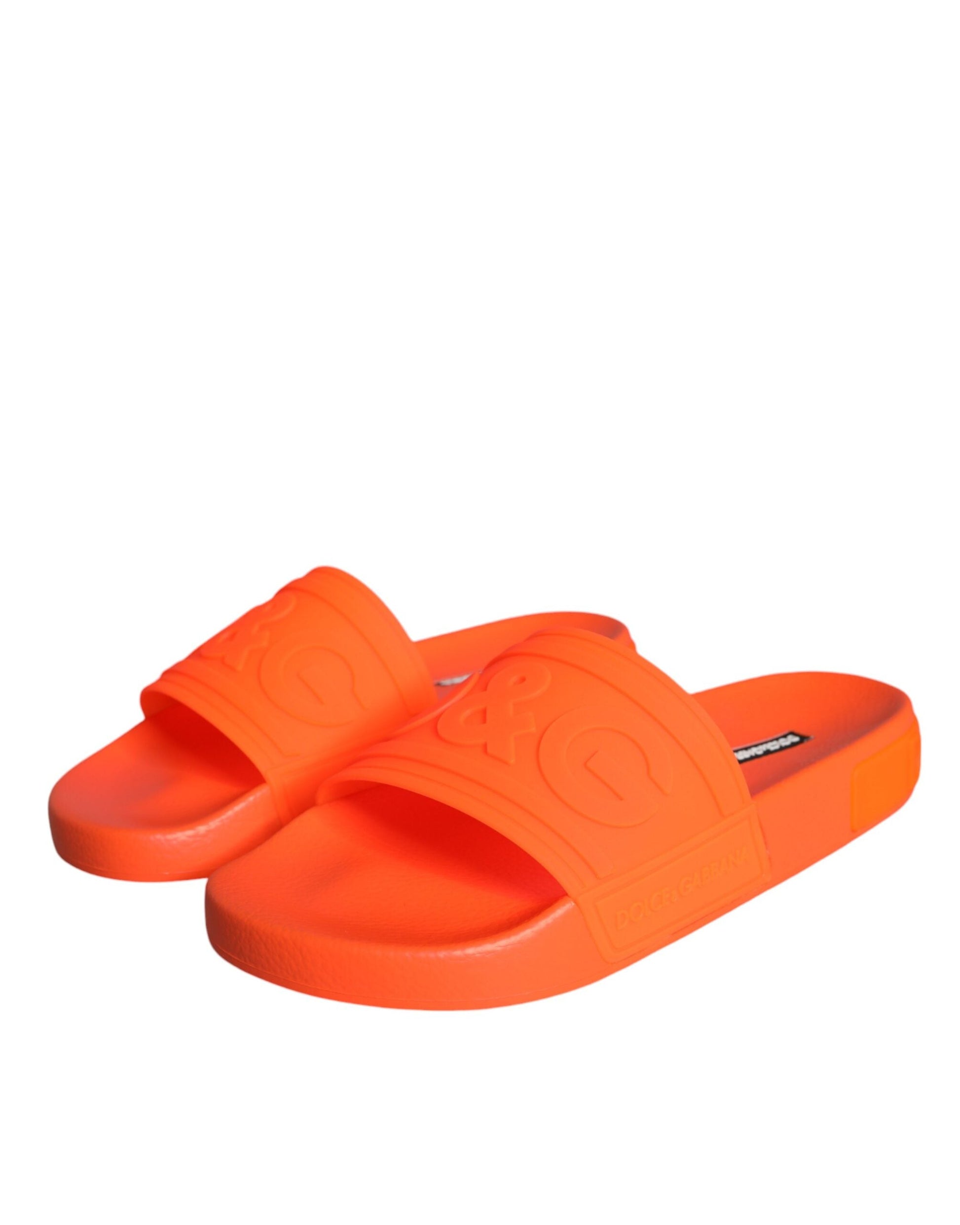 Dolce & Gabbana Orange Rubber Slides Sandals Beachwear Shoes - EU35/US5