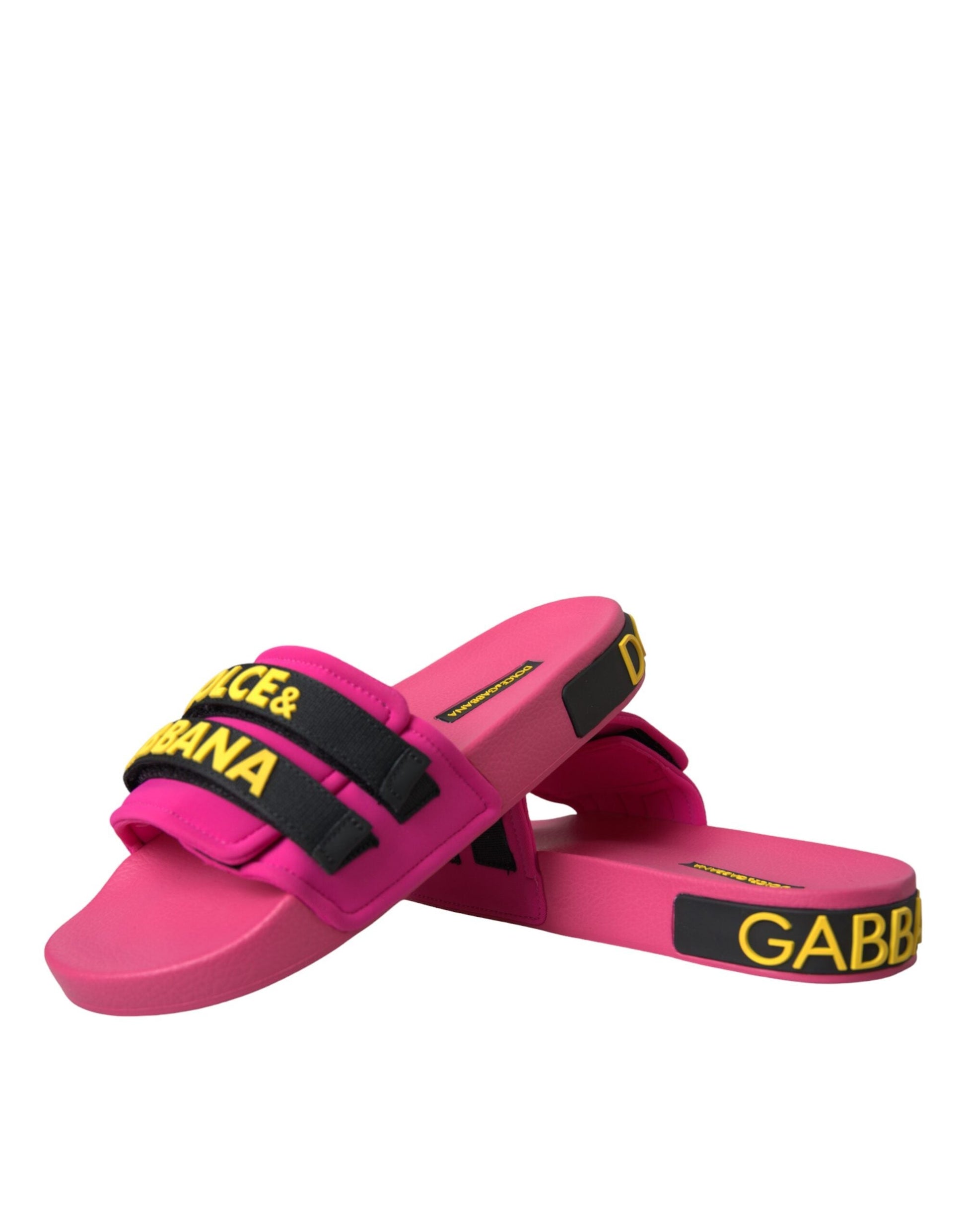 Dolce & Gabbana Pink Black Logo Beachwear Flats Sandals Shoes - EU36/US5.5