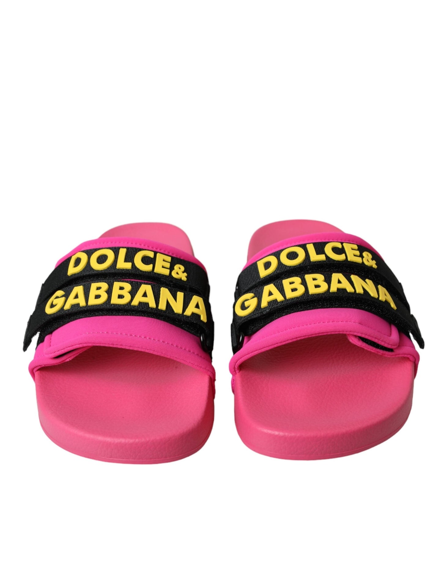 Dolce & Gabbana Pink Black Logo Beachwear Flats Sandals Shoes - EU36/US5.5