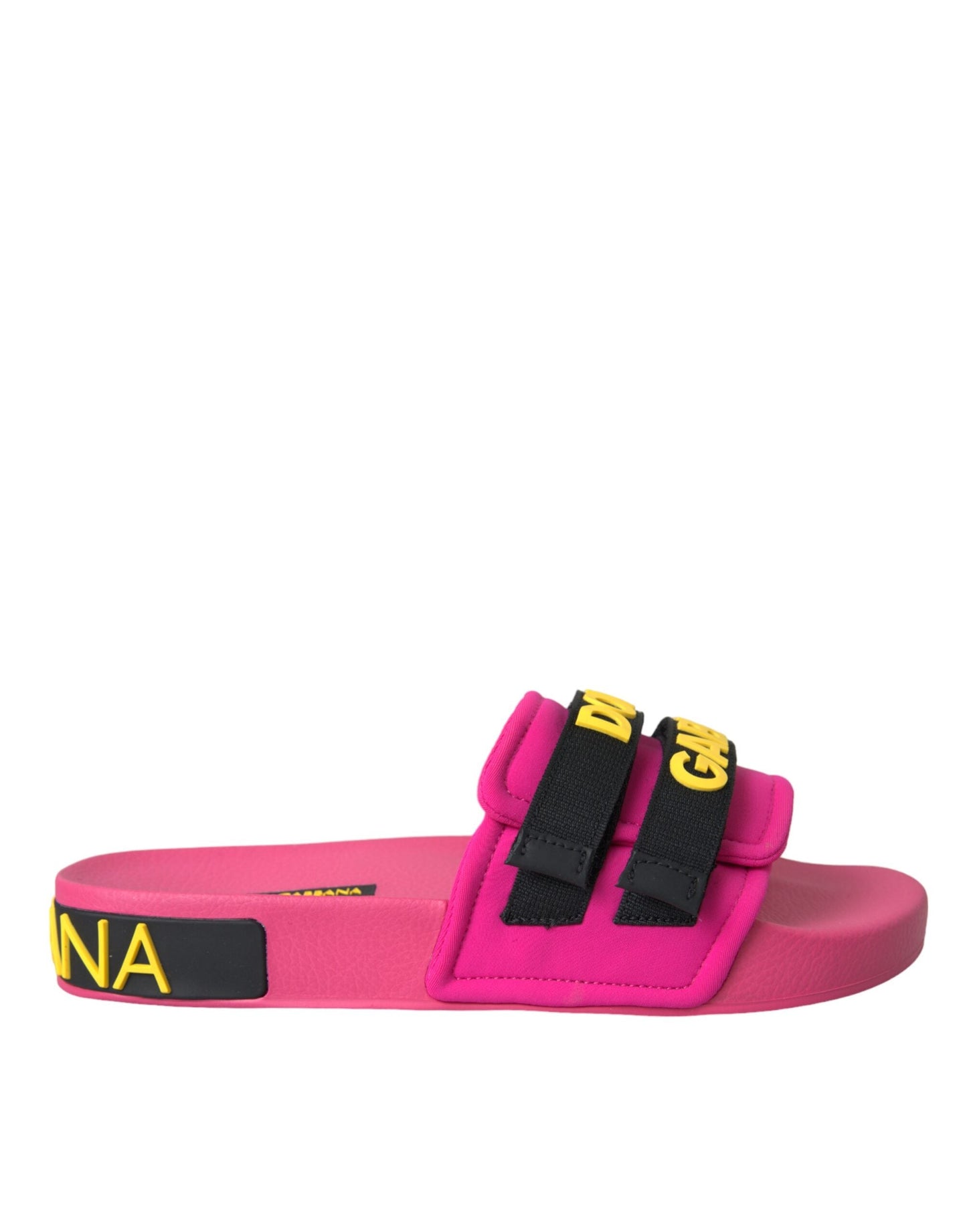 Dolce & Gabbana Pink Black Logo Beachwear Flats Sandals Shoes - EU36/US5.5