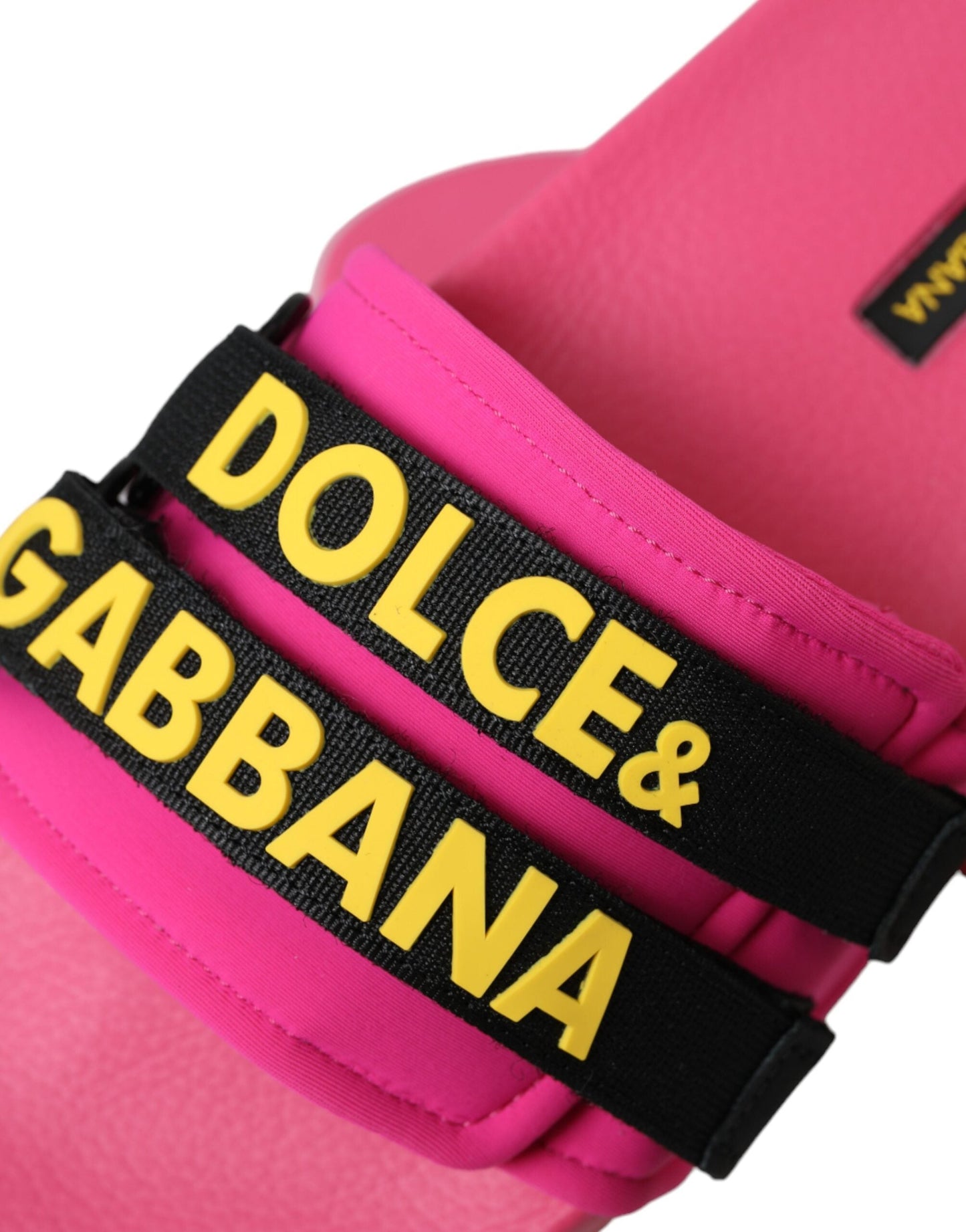 Dolce & Gabbana Pink Black Logo Beachwear Flats Sandals Shoes - EU36/US5.5