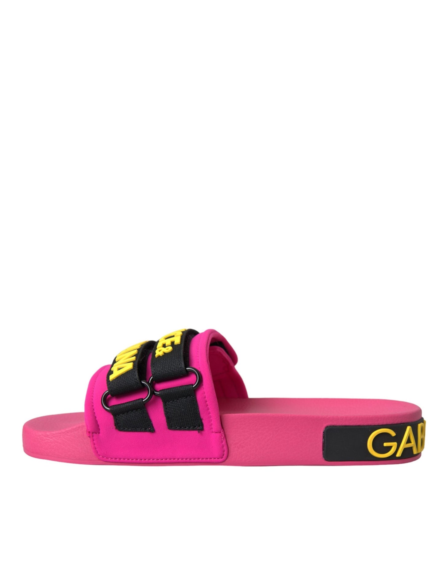 Dolce & Gabbana Pink Black Logo Beachwear Flats Sandals Shoes - EU36/US5.5