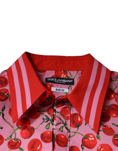 Dolce & Gabbana Pink Cherry Cotton Formal MARTINI Dress Shirt - IT41 | L