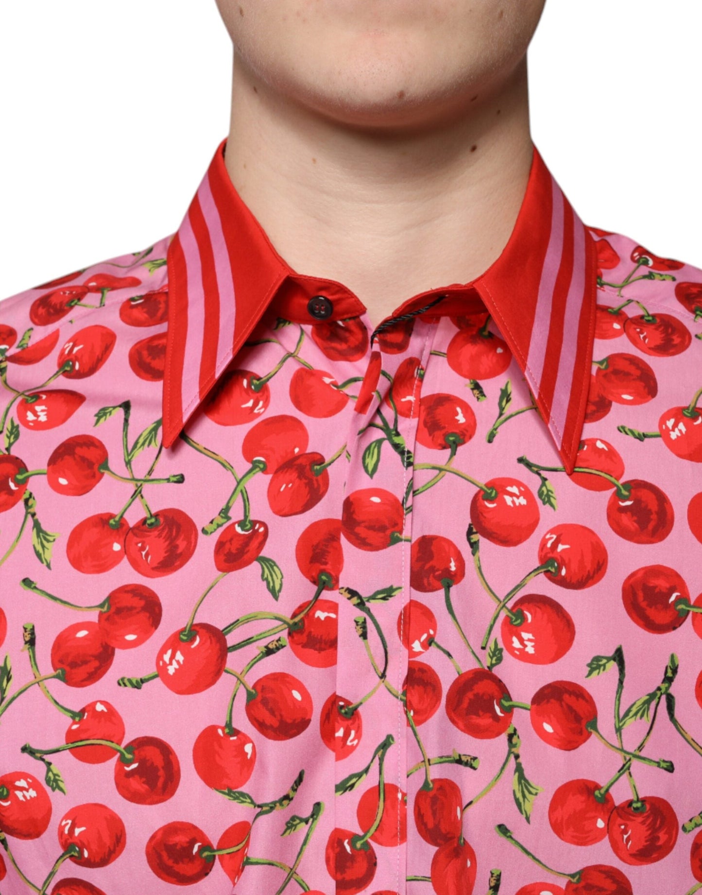 Dolce & Gabbana Pink Cherry Cotton Formal MARTINI Dress Shirt - IT41 | L