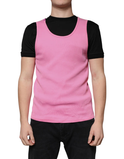 Dolce & Gabbana Pink Cotton Round Neck Sleeveless T-shirt - IT54 | XL