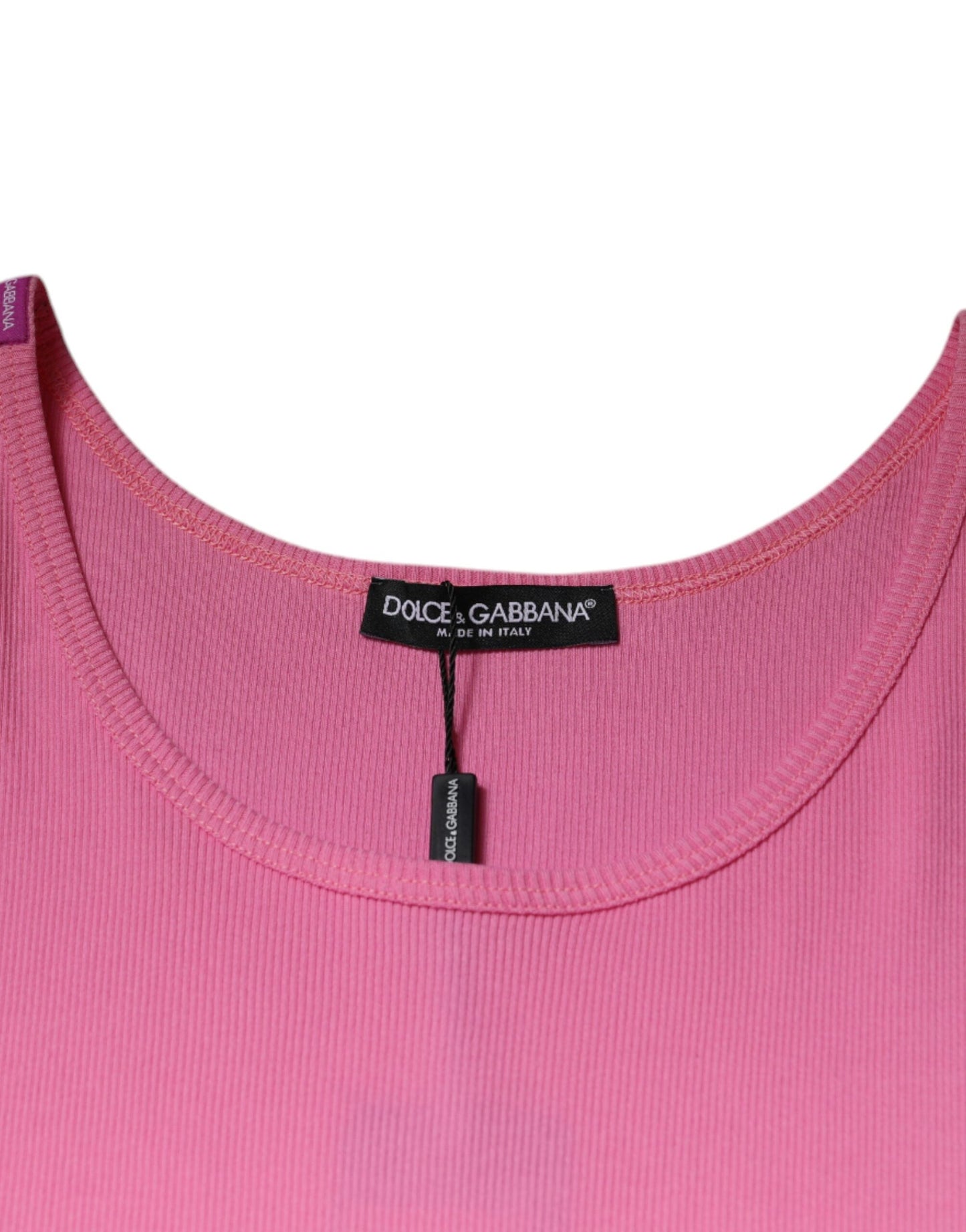 Dolce & Gabbana Pink Cotton Round Neck Sleeveless T-shirt - IT54 | XL