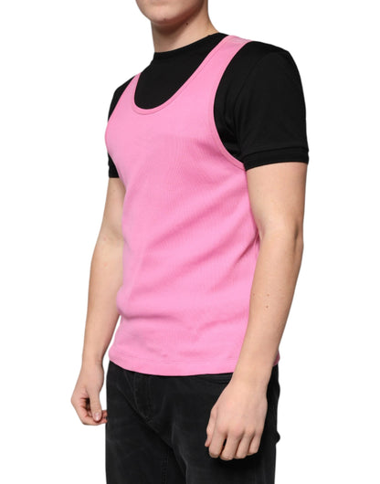 Dolce & Gabbana Pink Cotton Round Neck Sleeveless T-shirt - IT54 | XL