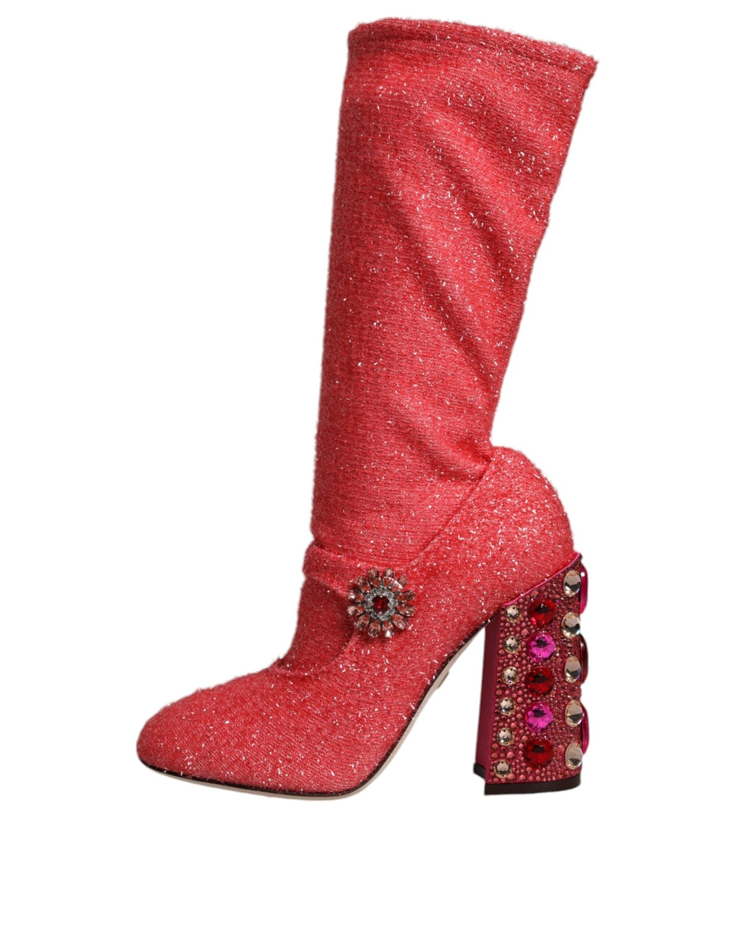 Dolce & Gabbana Pink Crystal Lurex Fantasy High Boots Shoes - EU37/US7