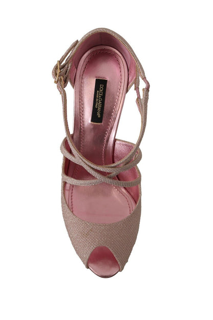 Dolce & Gabbana Pink Glitter Peep Toe High Heels Sandals - EU39/US8.5