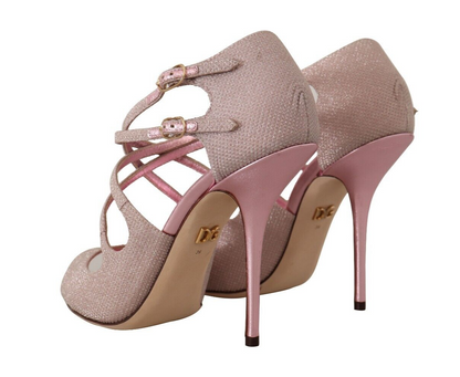 Dolce & Gabbana Pink Glitter Peep Toe High Heels Sandals - EU39/US8.5