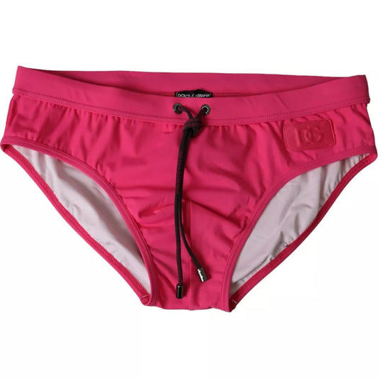 Dolce & Gabbana Pink Nylon DG Logo Beachwear Brief Swimwear Men - IT4 | S