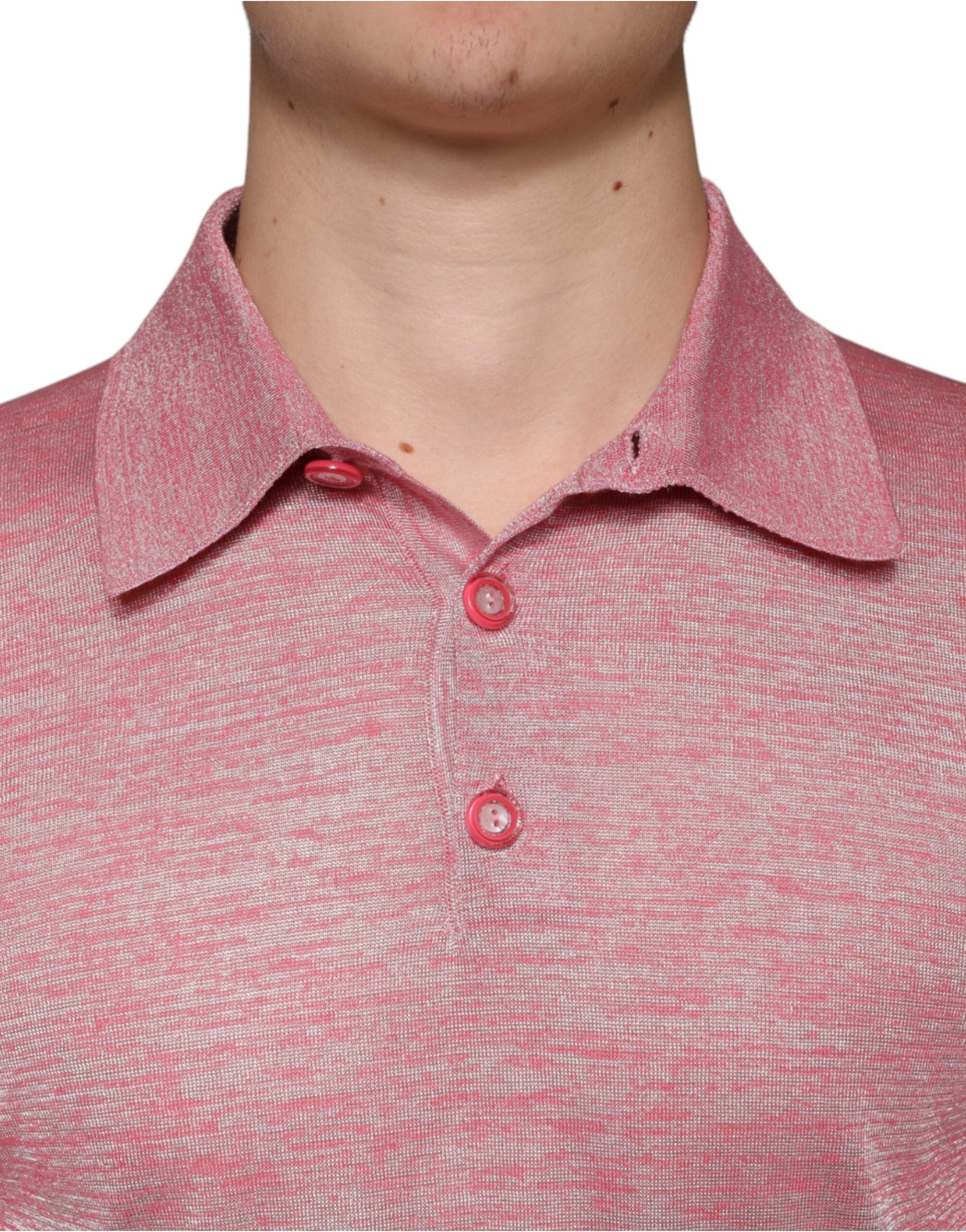 Dolce & Gabbana Pink Polyester Long Sleeve Men Polo T-shirt - IT44 | XS