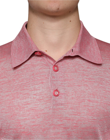 Dolce & Gabbana Pink Polyester Long Sleeve Men Polo T-shirt - IT44 | XS