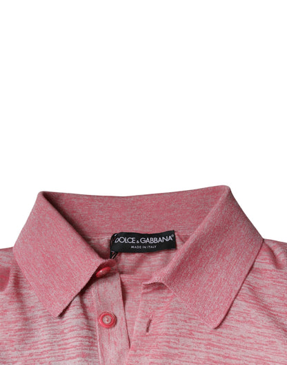 Dolce & Gabbana Pink Polyester Long Sleeve Men Polo T-shirt - IT44 | XS