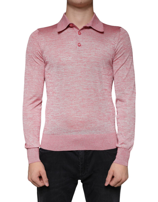 Dolce & Gabbana Pink Polyester Long Sleeve Men Polo T-shirt - IT44 | XS