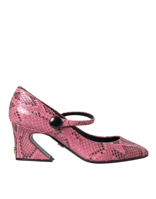 Dolce & Gabbana Pink Python Leather Mary Jane Heels Shoes - EU39/US8.5