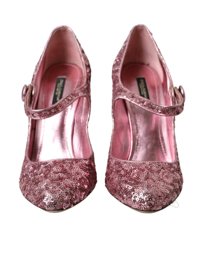 Dolce & Gabbana Pink Sequin Mary Jane Pumps High Heels Shoes - EU39/US8.5