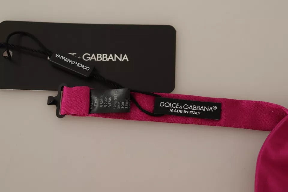 Dolce & Gabbana Pink Silk Adjustable Neck Bow Tie