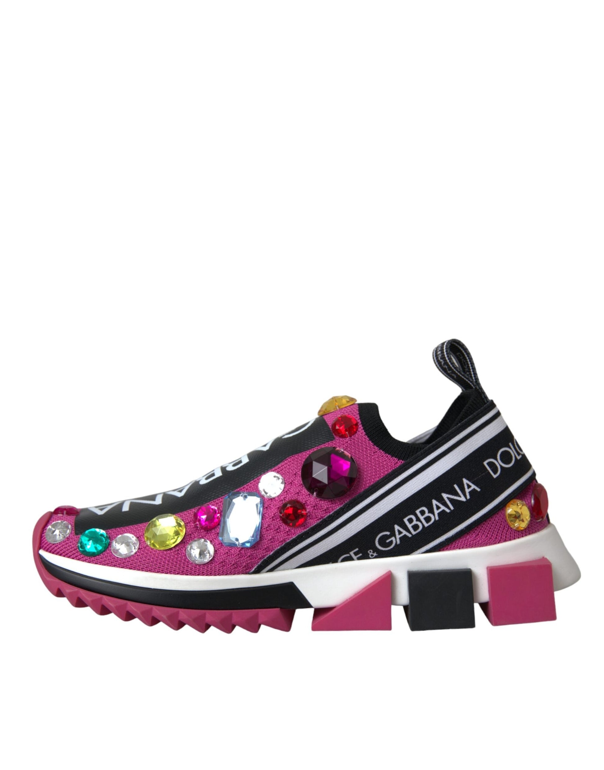 Dolce & Gabbana Pink Sorrento Crystals Sneakers Shoes