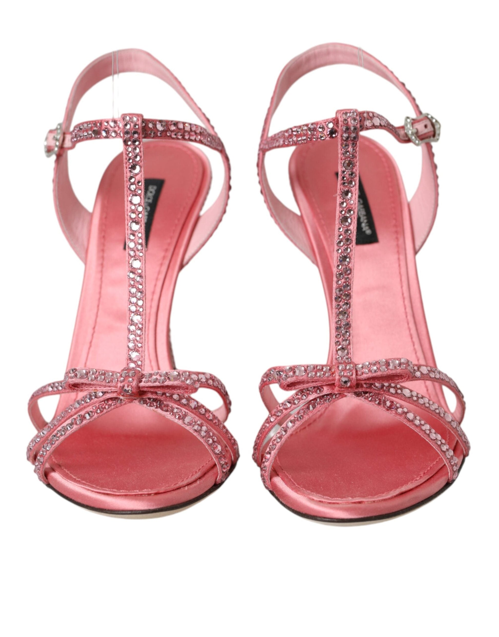 Dolce & Gabbana Pink Strass Ankle Strap Heels Sandals Shoes - EU39/US8.5