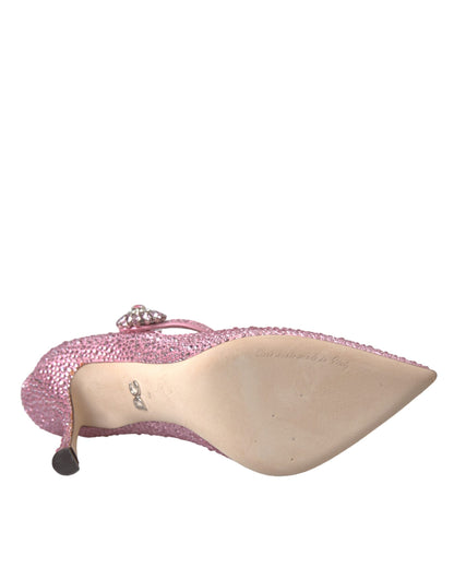 Dolce & Gabbana Pink Strass Crystal Heels Pumps Shoes - EU39/US8.5