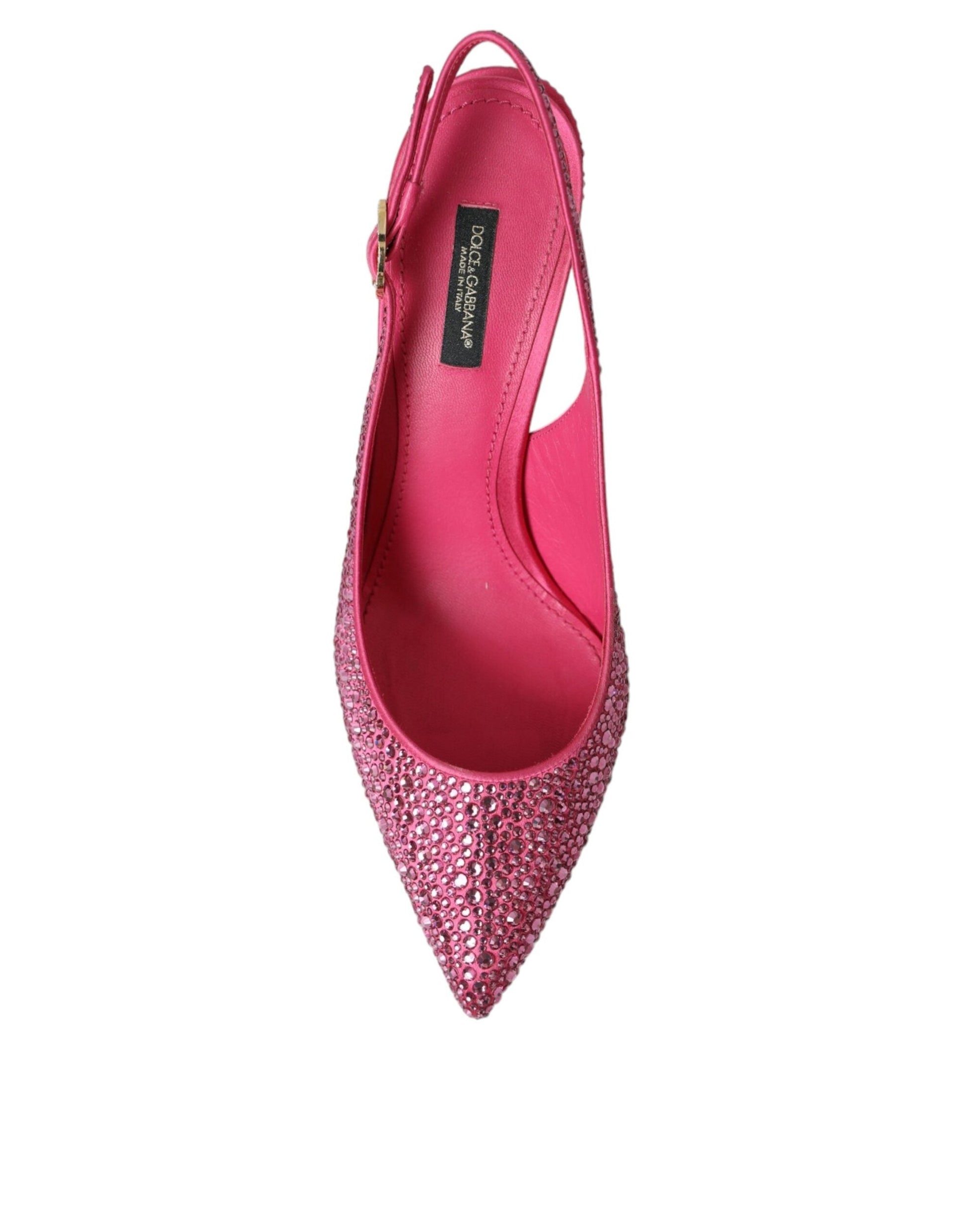 Dolce & Gabbana Pink Strass Crystal Heels Slingbacks Shoes - EU39/US8.5