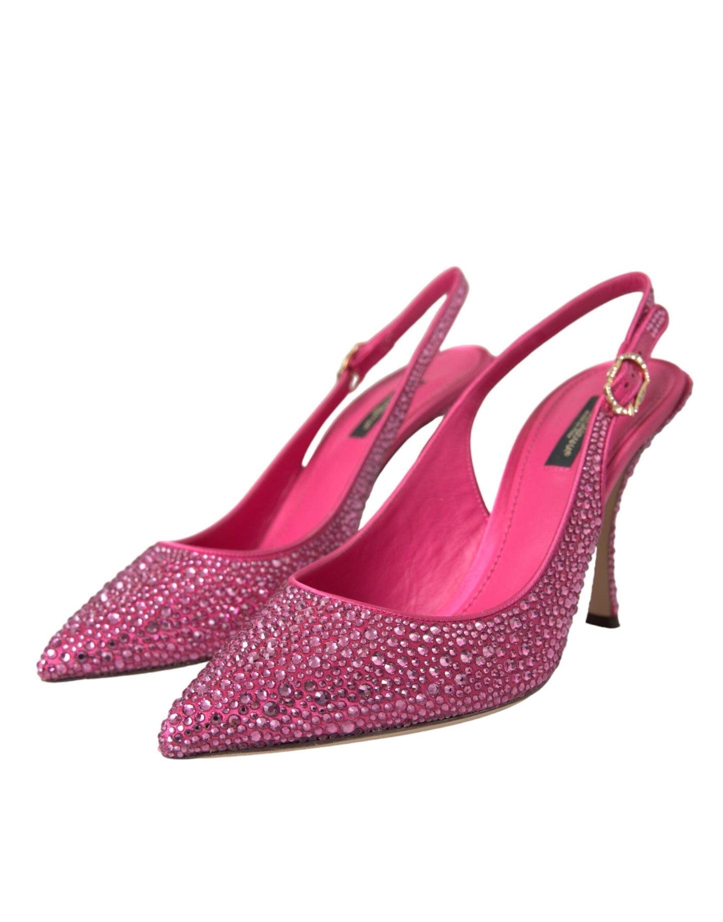 Dolce & Gabbana Pink Strass Crystal Heels Slingbacks Shoes - EU39/US8.5