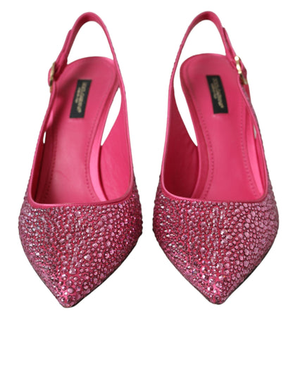 Dolce & Gabbana Pink Strass Crystal Heels Slingbacks Shoes - EU39/US8.5