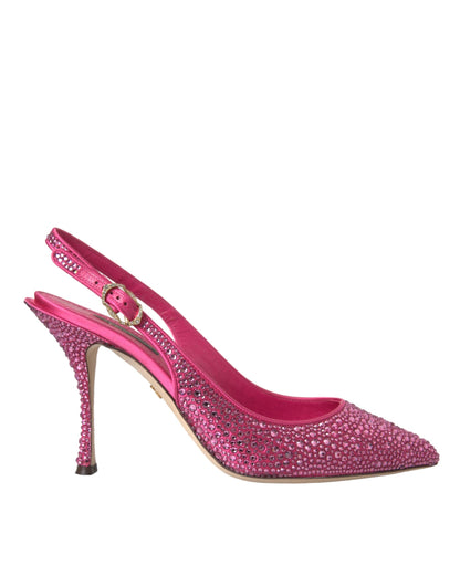 Dolce & Gabbana Pink Strass Crystal Heels Slingbacks Shoes - EU39/US8.5