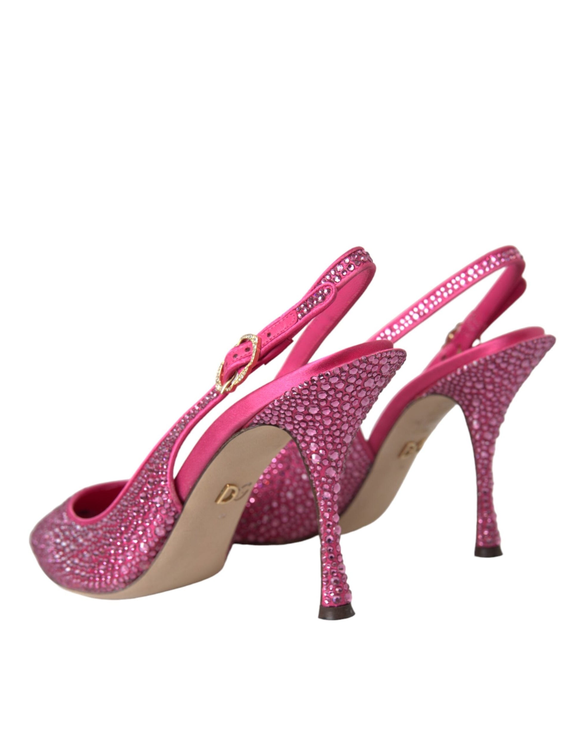 Dolce & Gabbana Pink Strass Crystal Heels Slingbacks Shoes - EU39/US8.5