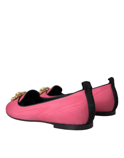 Dolce & Gabbana Pink Velvet Slip On Loafers Flats Shoes - EU38.5/US8