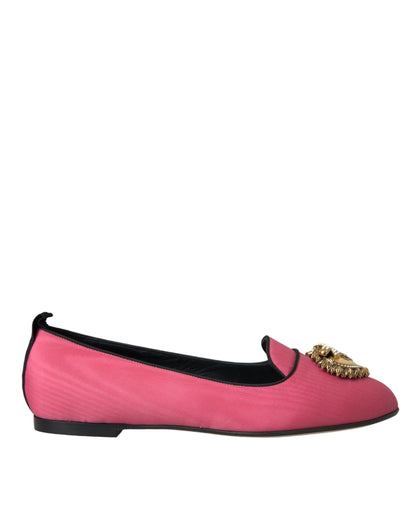 Dolce & Gabbana Pink Velvet Slip On Loafers Flats Shoes - EU38.5/US8