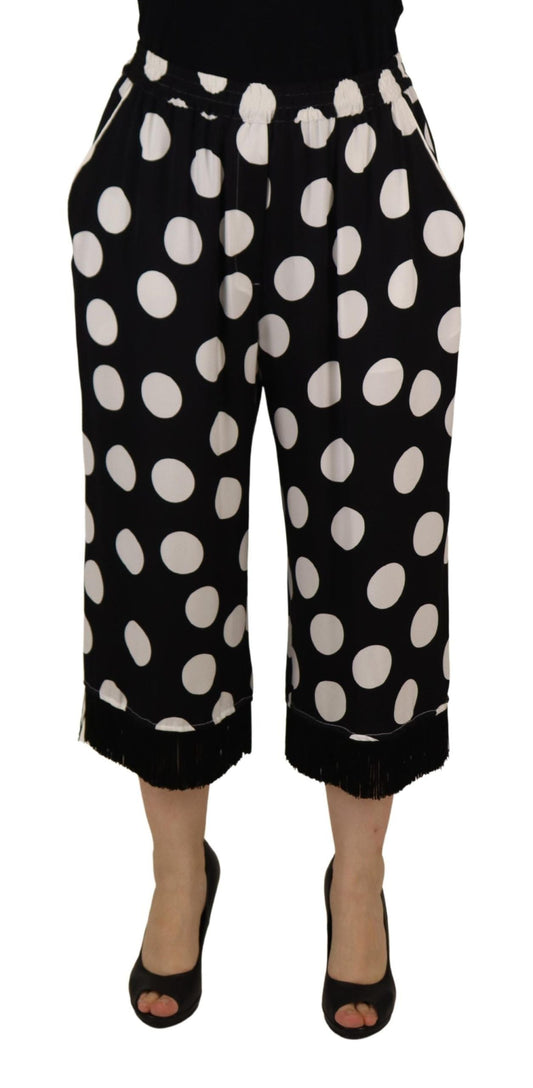 Dolce & Gabbana Polka Dot Silk Mid Waist Pants - IT48 | XL