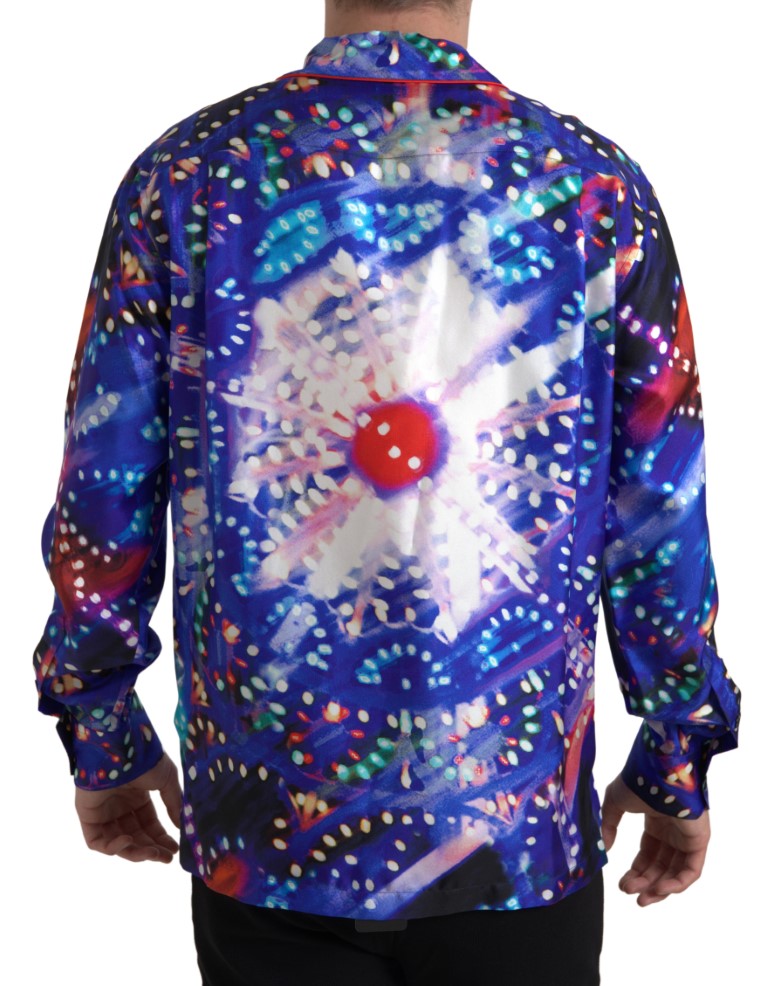 Dolce & Gabbana Psychedelic Print Silk Pajama Shirt - IT40 | M