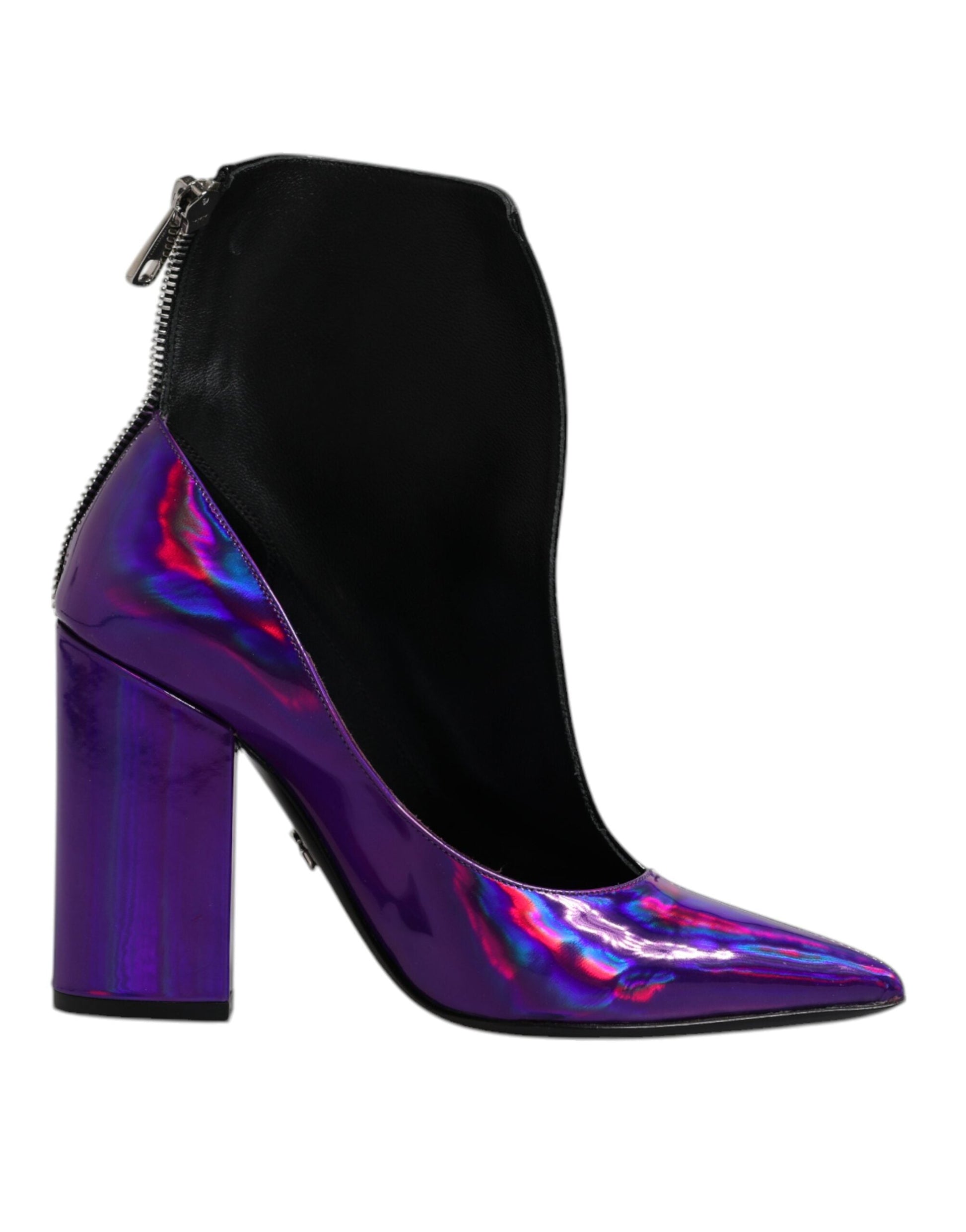 Dolce & Gabbana Purple Black Pointed Ankle Boots Shoes - EU36/US6