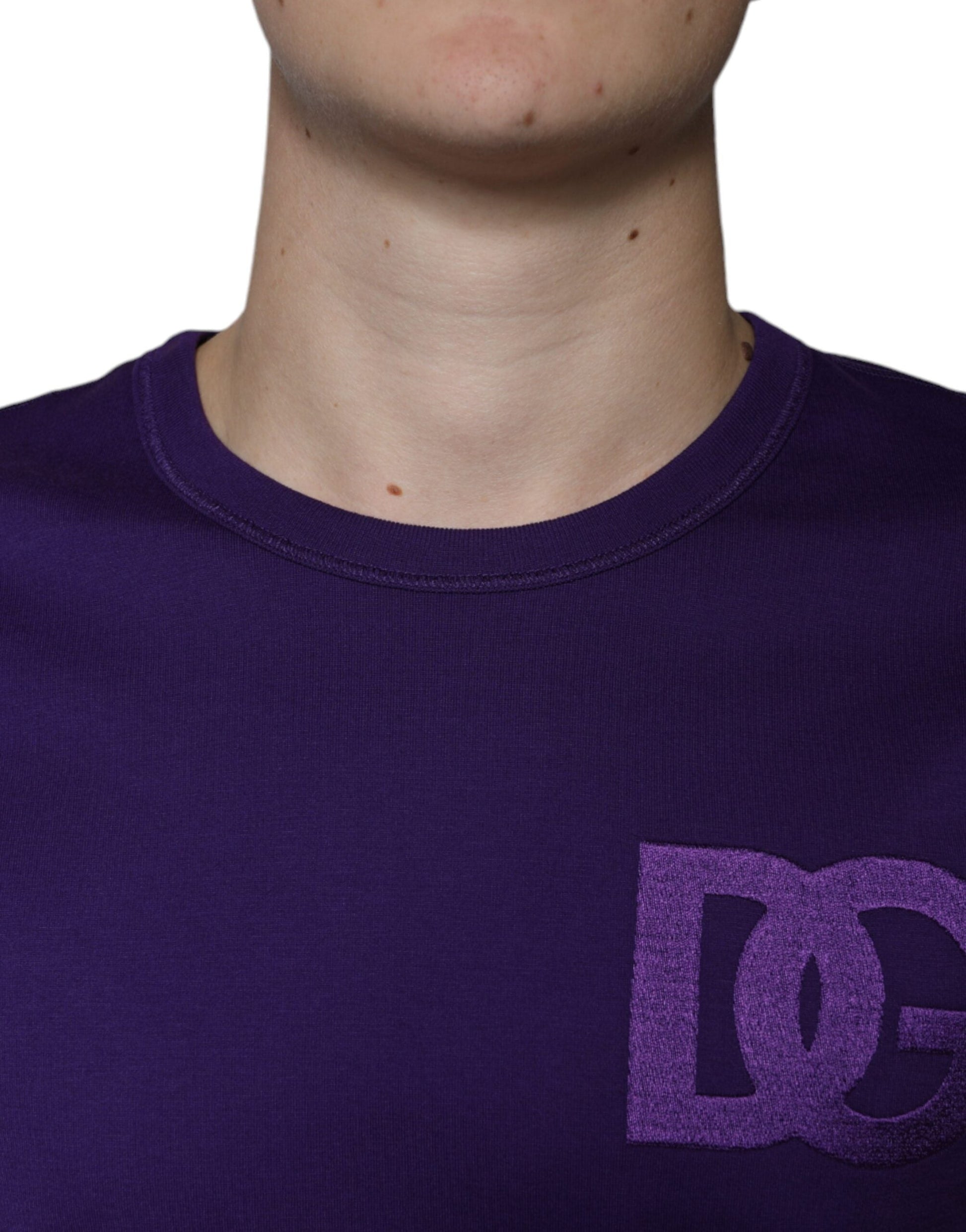 Dolce & Gabbana Purple DG Logo Cotton Crew Neck T-shirt - IT52 | XL