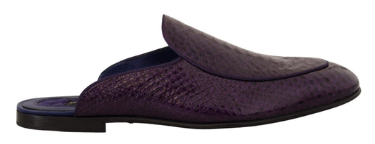 Dolce & Gabbana Purple Exotic Python Leather Slides - EU44/US11