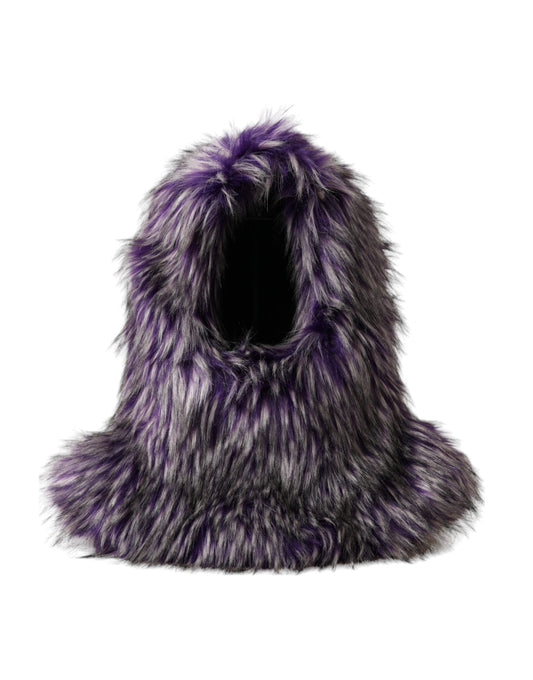 Dolce & Gabbana Purple Faux Fur Whole Head Wrap Hat - 57 cm|S