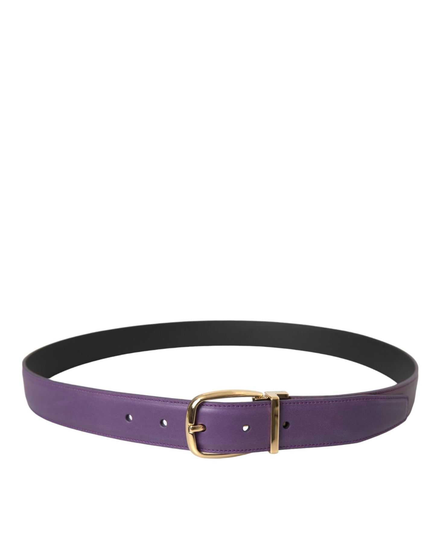 Dolce & Gabbana Purple Leather Gold Metal Buckle Belt Men - 95 cm / 38 Inches