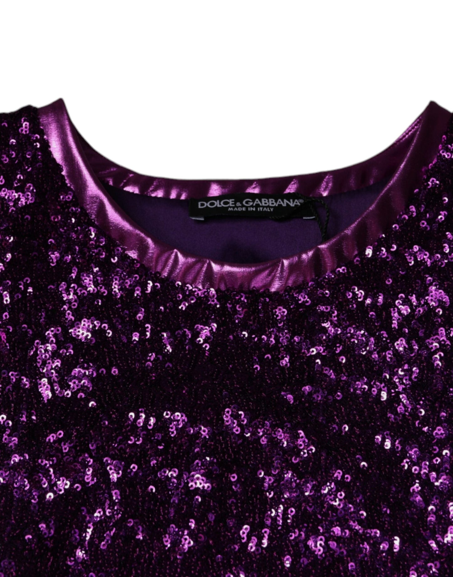 Dolce & Gabbana Purple Sequin Round Neck Sleeveless T-shirt - IT48 | M