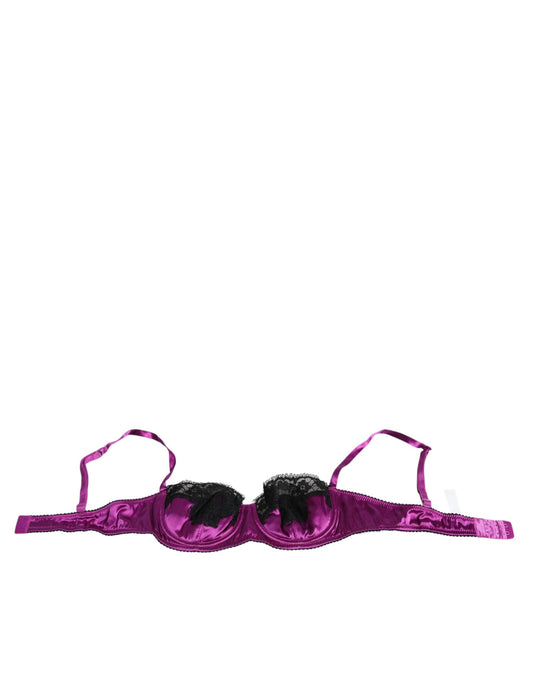 Dolce & Gabbana Purple Silk Underwired Balconette Bra Underwear - IT1 | XS