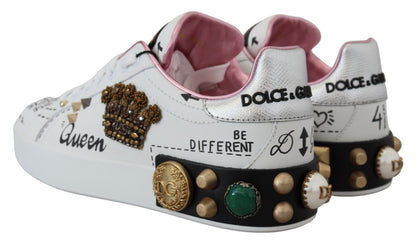 Dolce & Gabbana Queen Crown Chic Leather Sneakers - EU34/US3.5