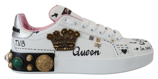 Dolce & Gabbana Queen Crown Chic Leather Sneakers - EU34/US3.5