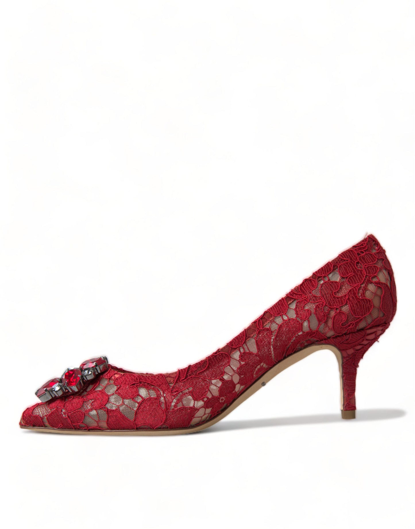 Dolce & Gabbana Radiant Red Lace Heels with Crystals - EU36/US5.5