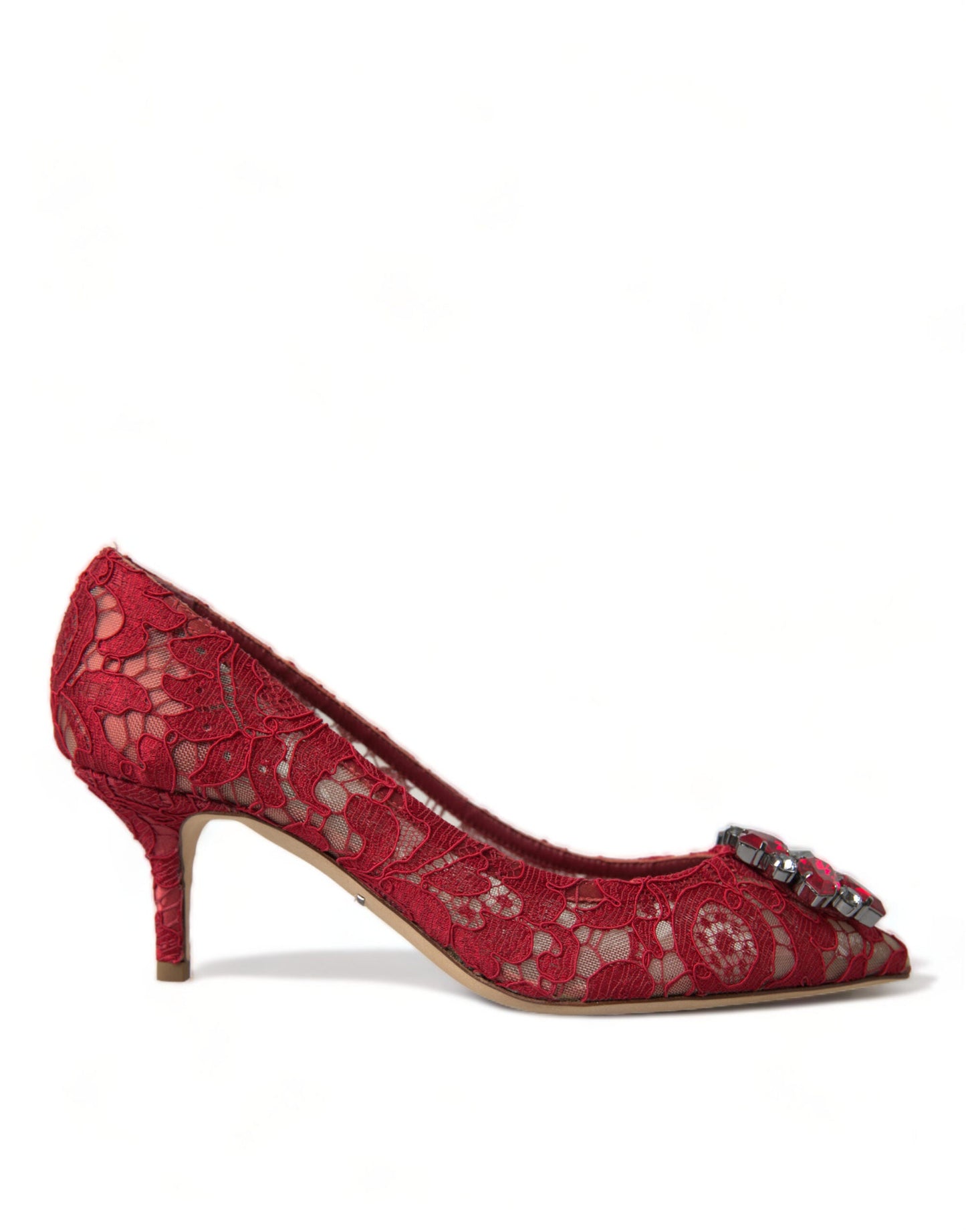 Dolce & Gabbana Radiant Red Lace Heels with Crystals - EU36/US5.5