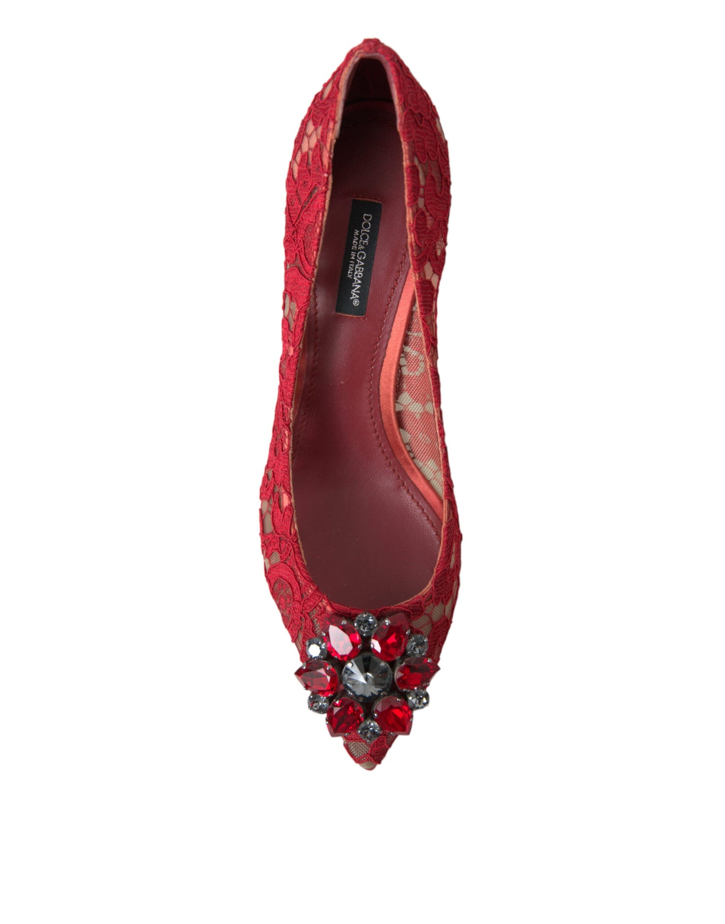 Dolce & Gabbana Radiant Red Lace Heels with Crystals - EU36/US5.5