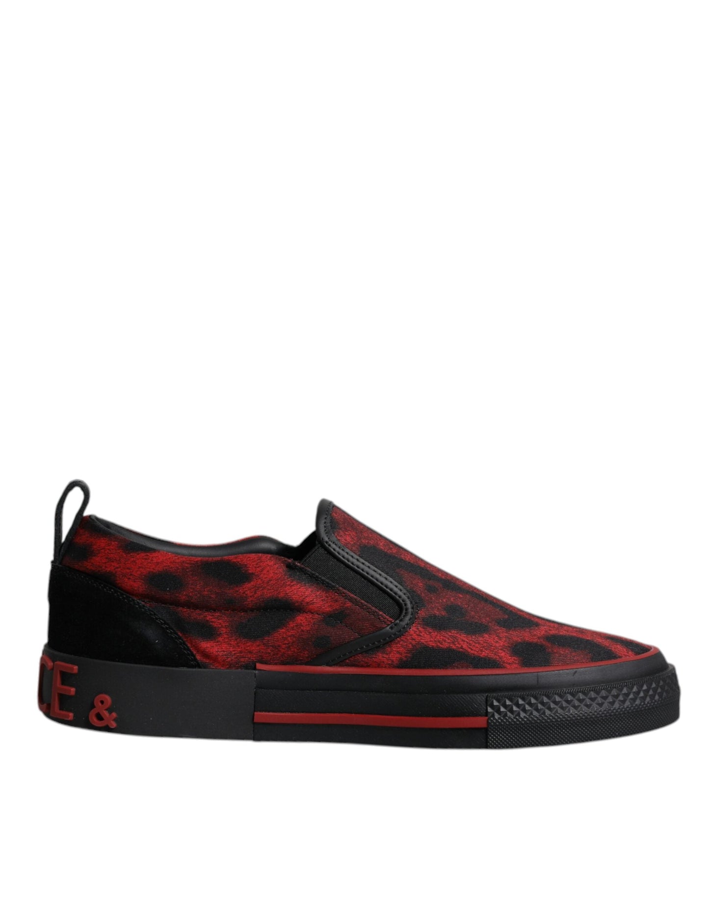 Dolce & Gabbana Red Black Leopard Cotton Men Low Top Sneakers Shoes - EU39/US6