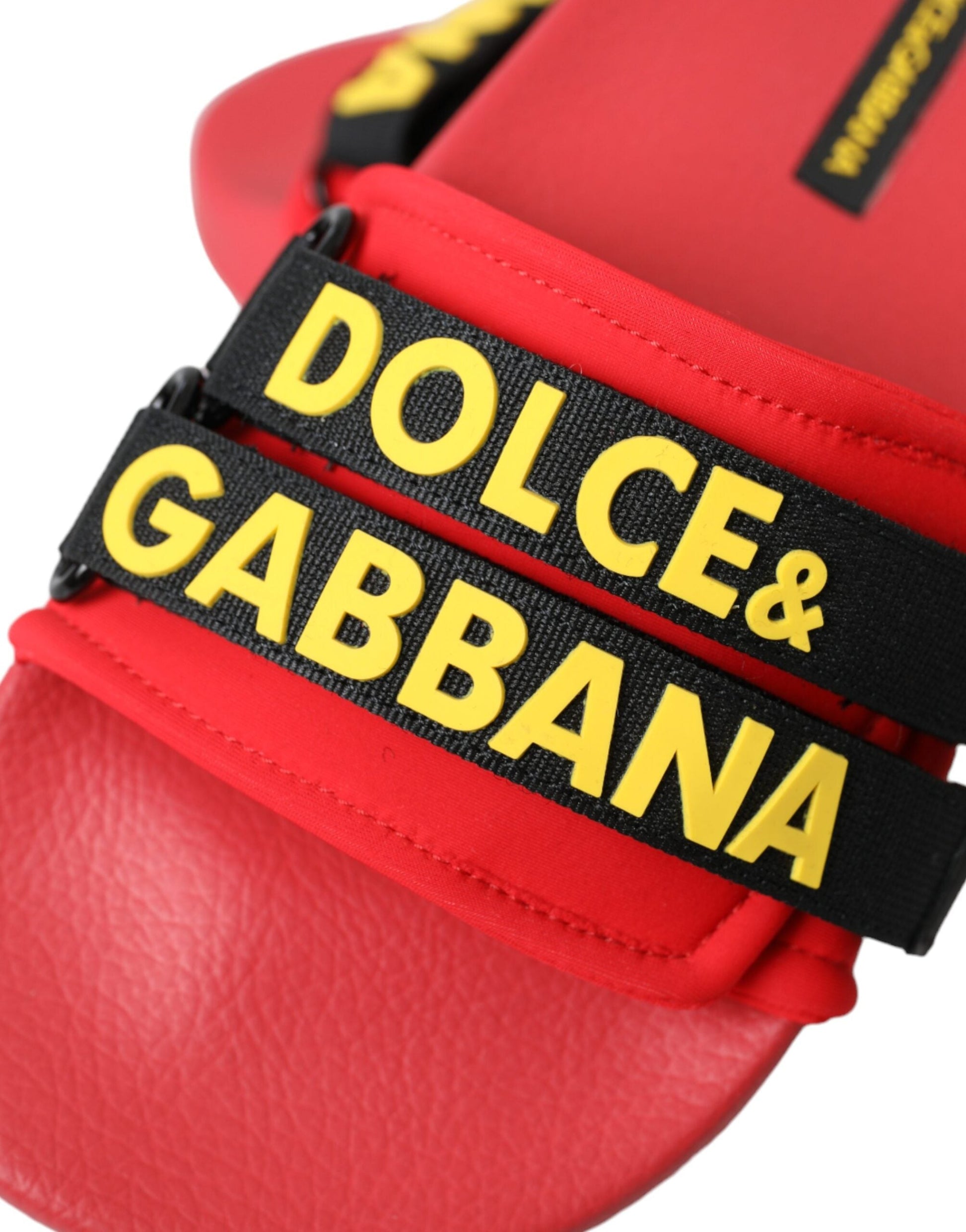 Dolce & Gabbana Red Black Logo Beachwear Flats Sandals Shoes - EU36/US5.5