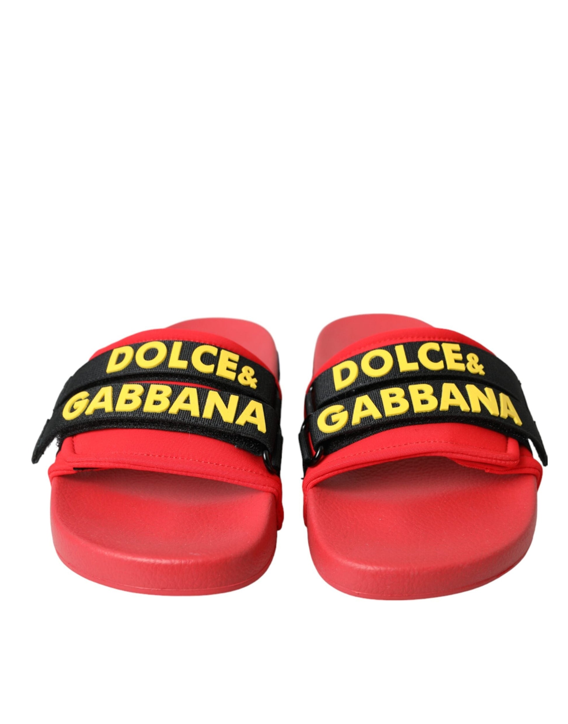 Dolce & Gabbana Red Black Logo Beachwear Flats Sandals Shoes - EU36/US5.5